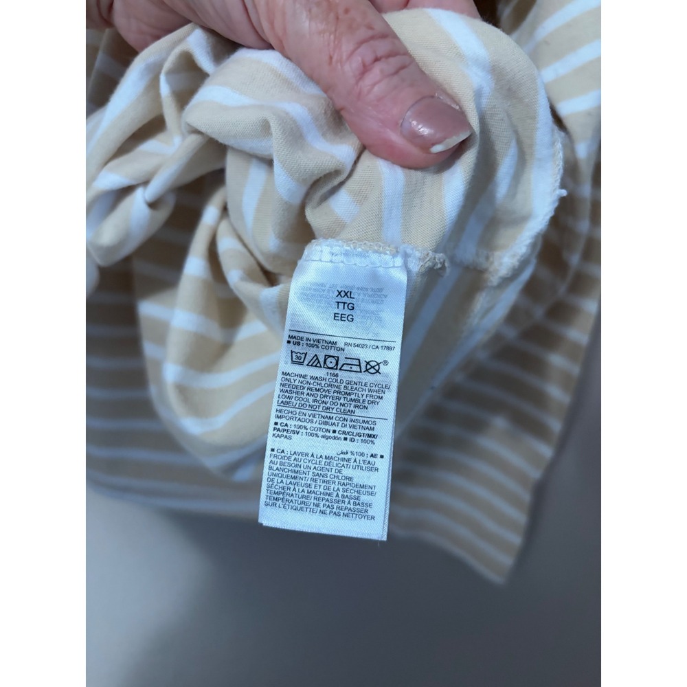 Old Navy Everywear Womens XXL Tan White Striped Long Sleeve Cotton T-Shirt - Picture 5 of 9